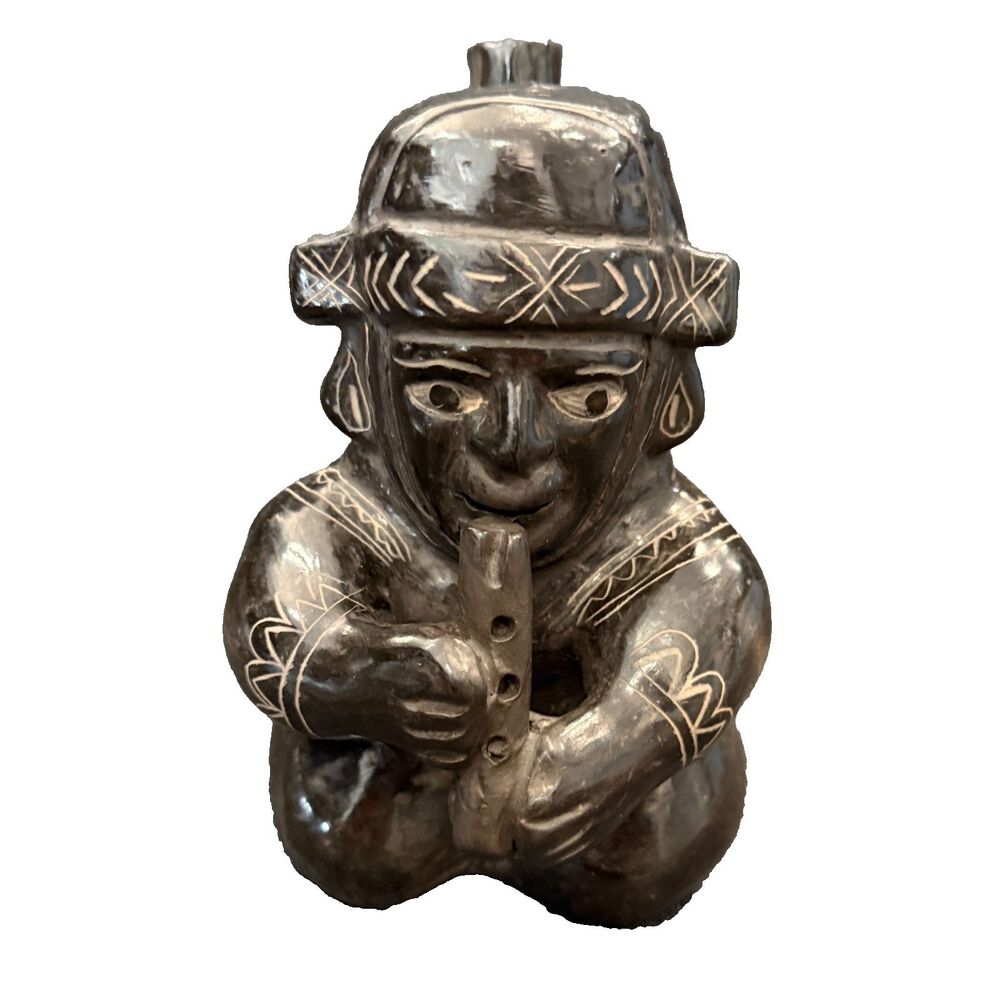 vintage precolumbian reproduction vessel figurine, inka, peruvian, moche 15cmish